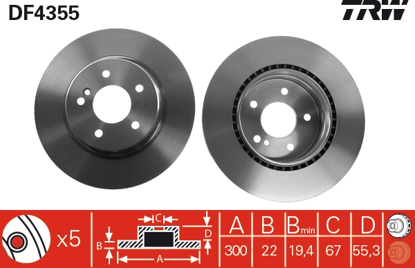 Disc frana DF4355 TRW