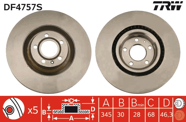 Disc frana DF4757S TRW