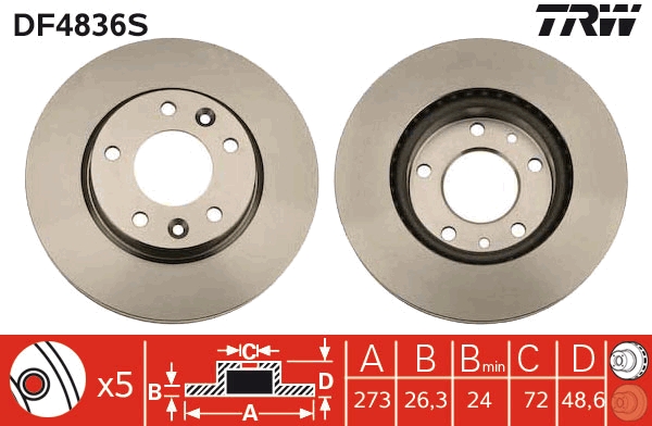 Disc frana DF4836S TRW