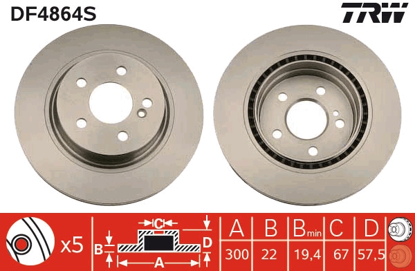 Disc frana DF4864S TRW