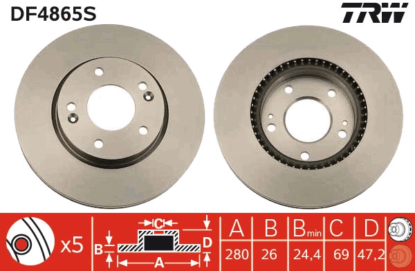 Disc frana DF4865S TRW