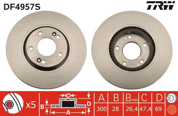 Disc frana DF4957S TRW