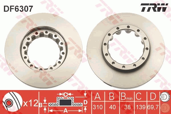 Disc frana DF6307S TRW