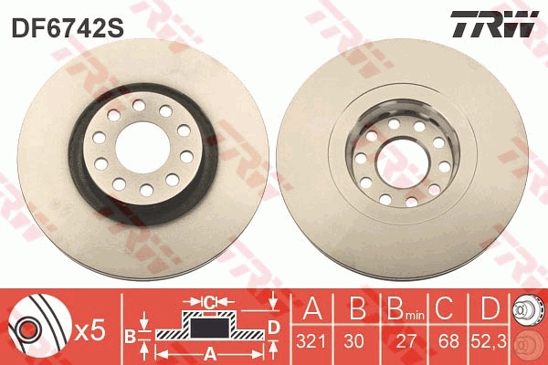 Disc frana DF6742S TRW