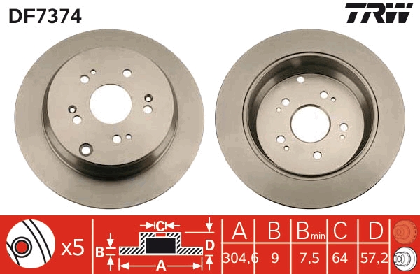 Disc frana DF7374 TRW