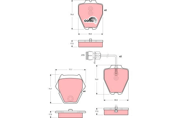 Set placute frana,frana disc GDB1371 TRW