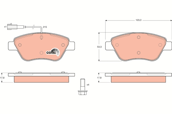 Set placute frana,frana disc GDB1482 TRW