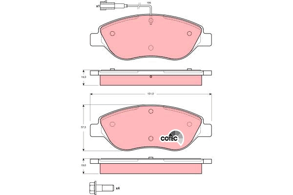 Set placute frana,frana disc GDB1484 TRW