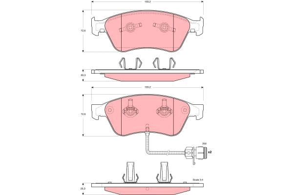 Set placute frana,frana disc GDB1598 TRW