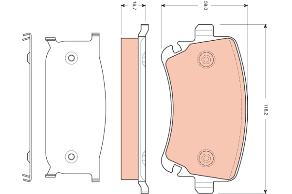 Set placute frana,frana disc GDB1661 TRW