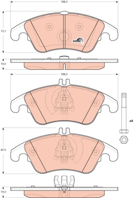 Set placute frana,frana disc GDB1737 TRW