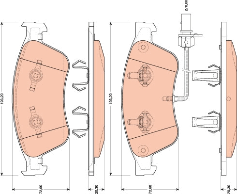 Set placute frana,frana disc GDB1811 TRW