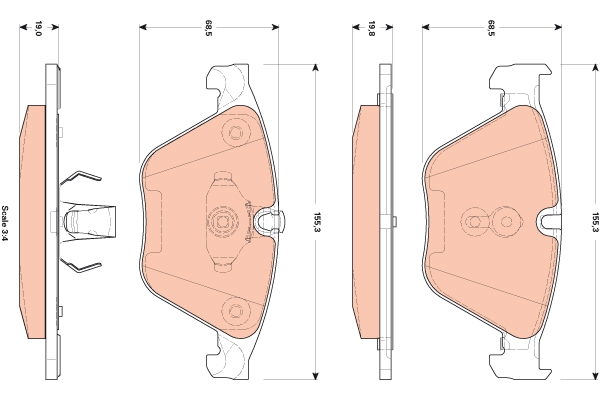 Set placute frana,frana disc GDB1854 TRW