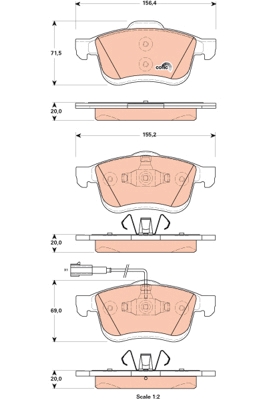 Set placute frana,frana disc GDB1864 TRW