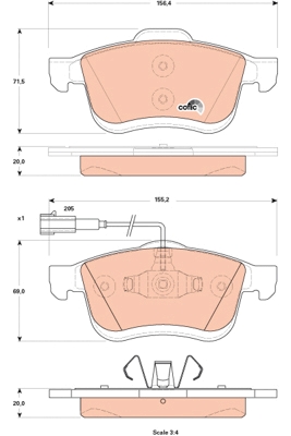 Set placute frana,frana disc GDB1865 TRW