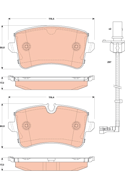 Set placute frana,frana disc GDB1866 TRW