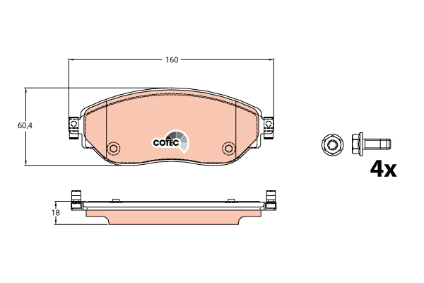 Set placute frana,frana disc GDB2096 TRW