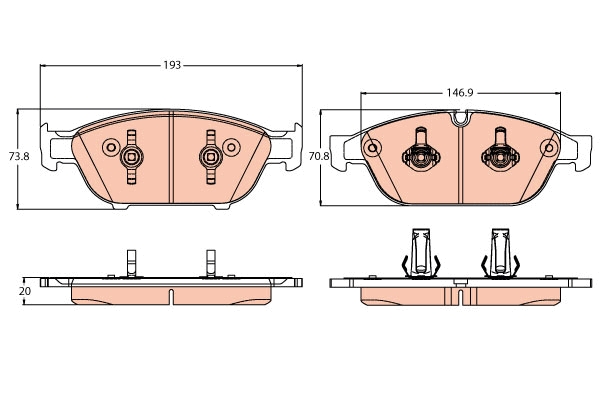 Set placute frana,frana disc GDB2113 TRW