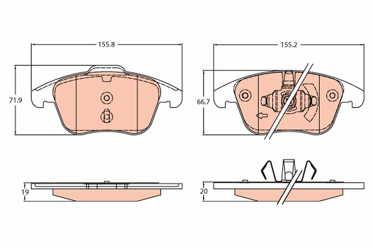 Set placute frana,frana disc GDB2307 TRW