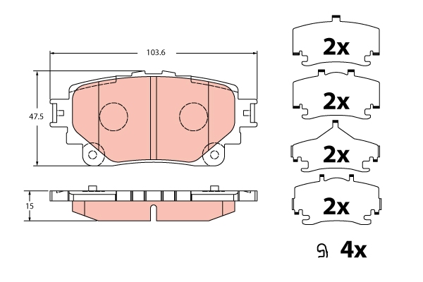 Set placute frana,frana disc GDB2343 TRW