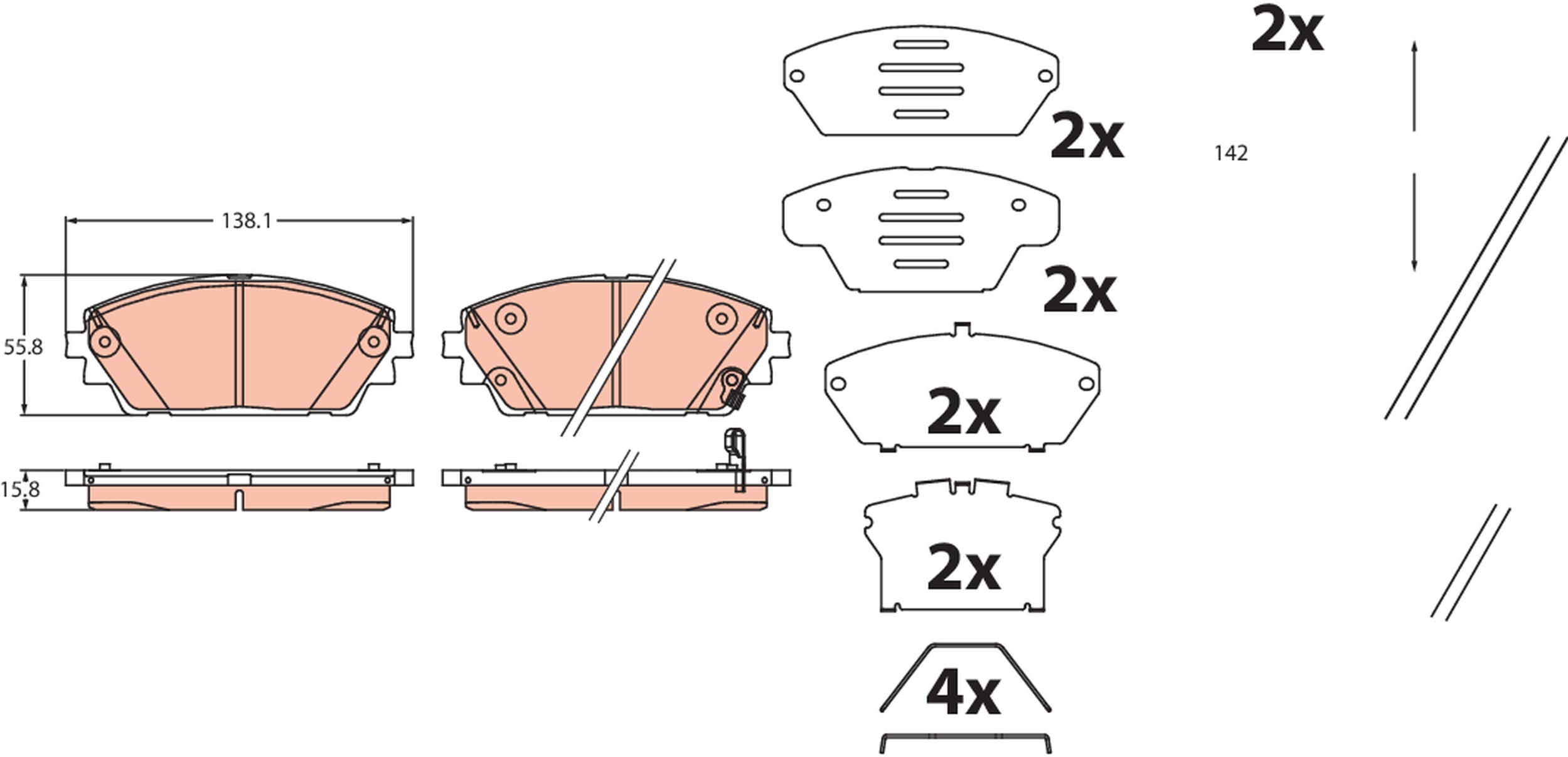 Set placute frana,frana disc GDB2456 TRW