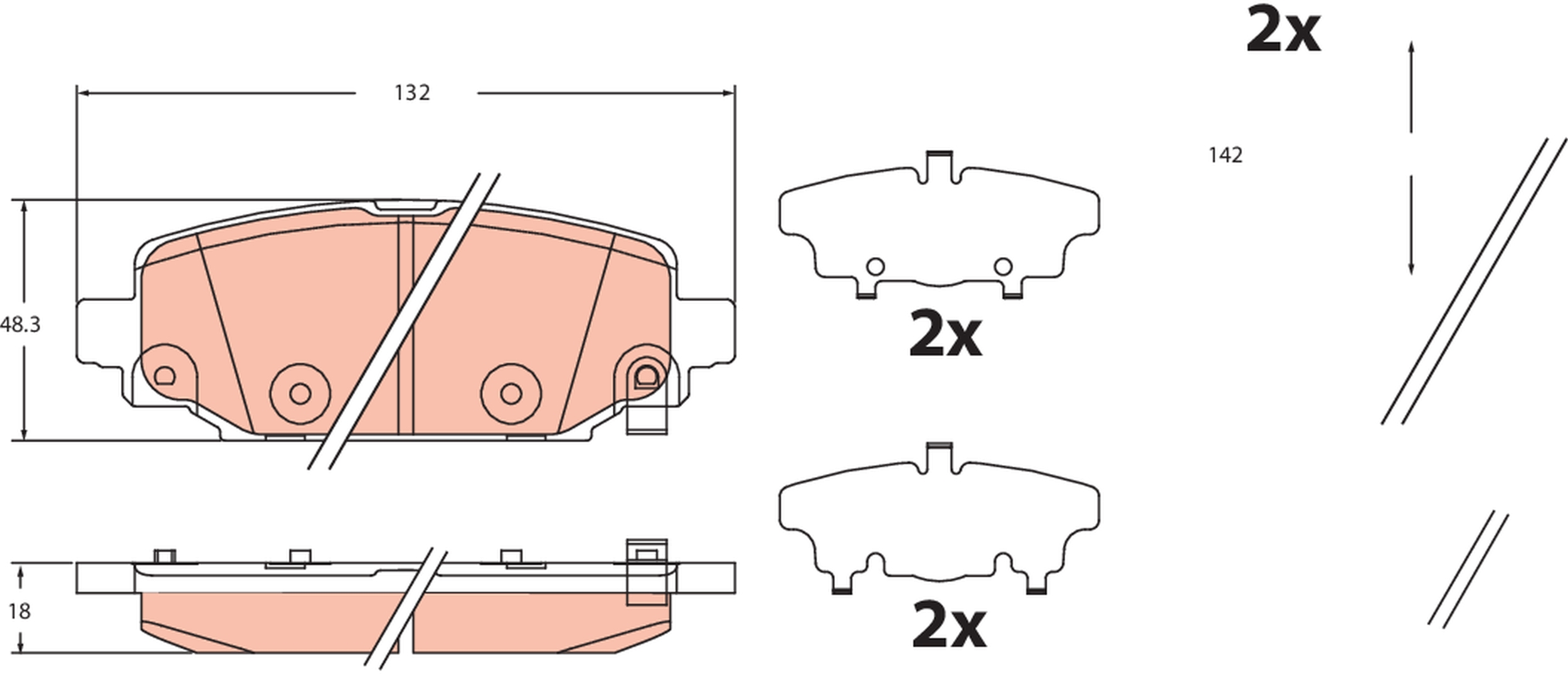 Set placute frana,frana disc GDB2461 TRW