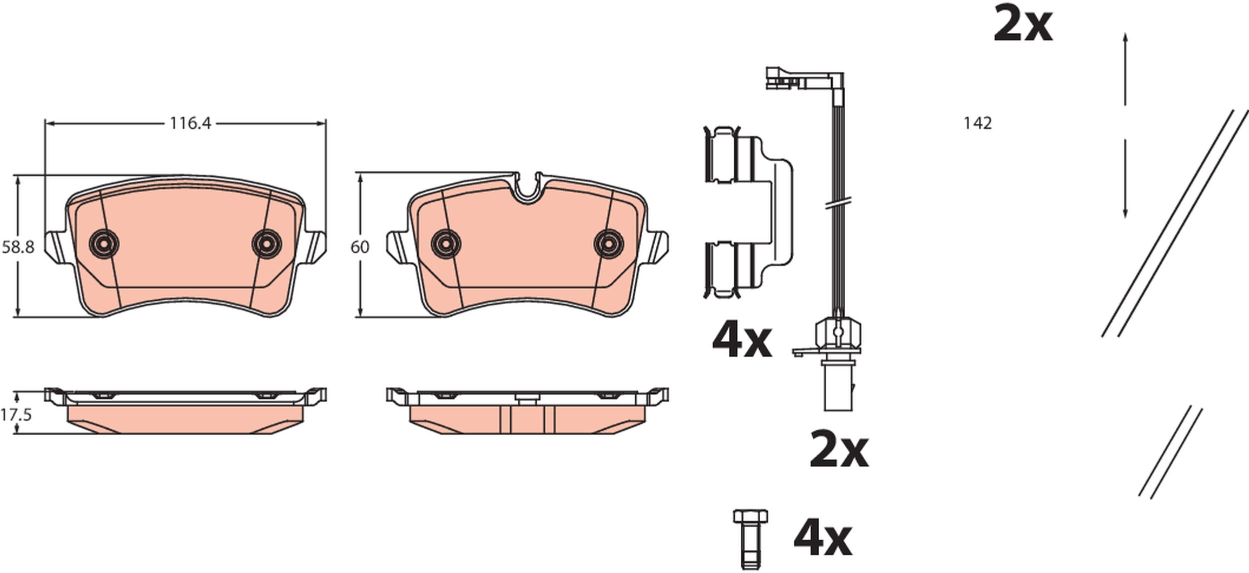 Set placute frana,frana disc GDB2464 TRW