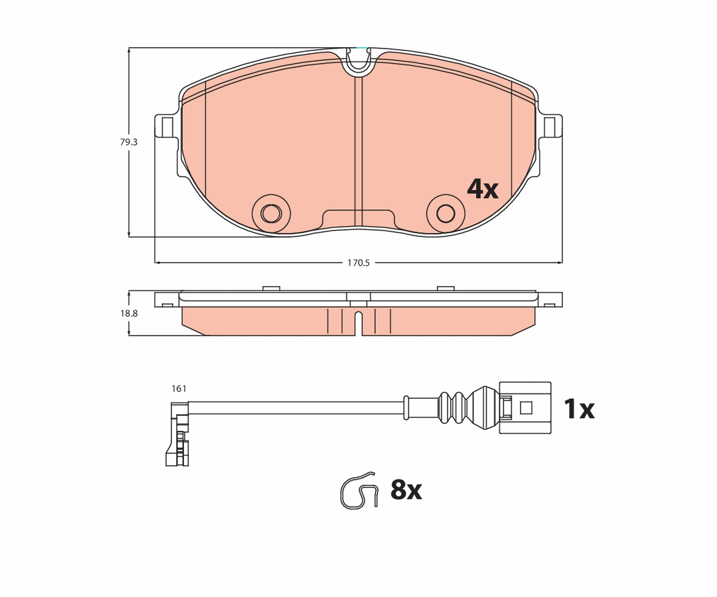 Set placute frana,frana disc GDB2486 TRW