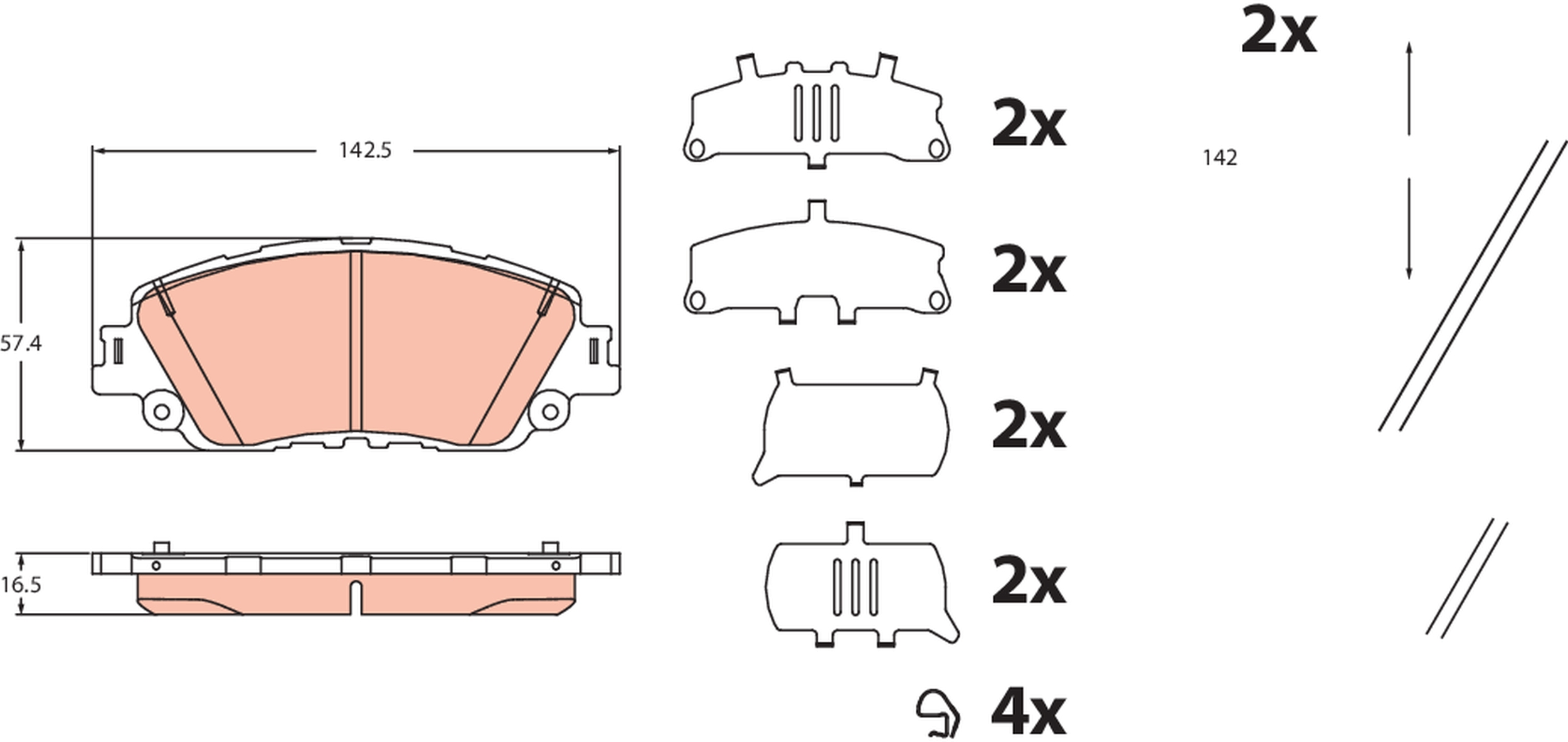 Set placute frana,frana disc GDB2488 TRW