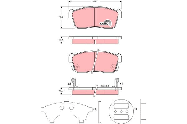 Set placute frana,frana disc GDB3236 TRW