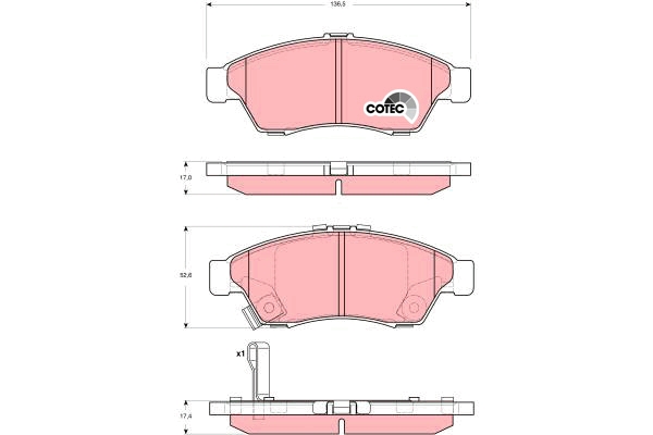 Set placute frana,frana disc GDB3290 TRW