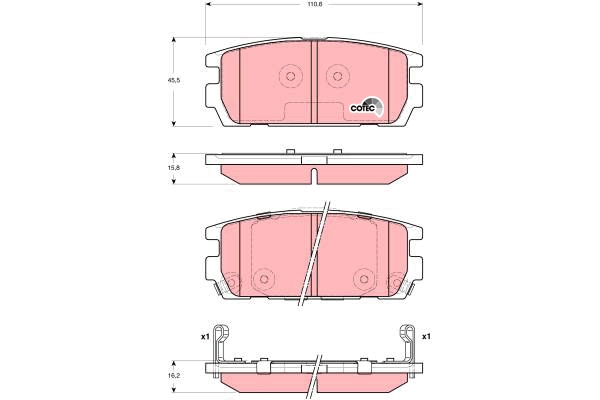 Set placute frana,frana disc GDB3296 TRW