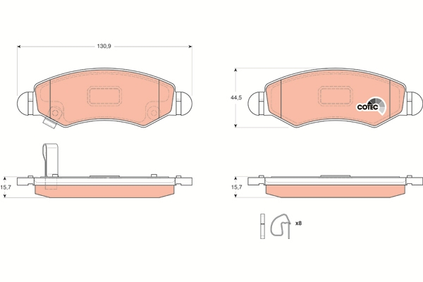 Set placute frana,frana disc GDB3363 TRW