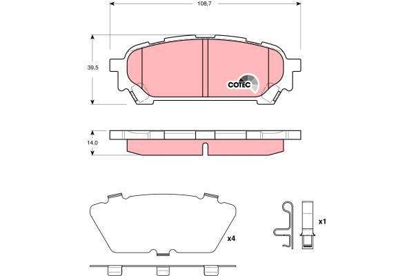 Set placute frana,frana disc GDB3395 TRW