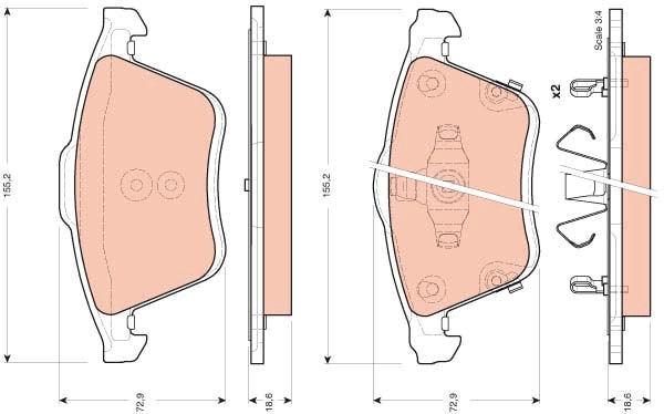 Set placute frana,frana disc GDB3400 TRW