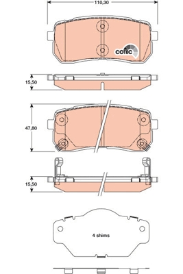 Set placute frana,frana disc GDB3449 TRW