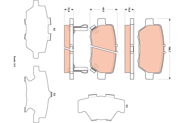 Set placute frana,frana disc GDB3512 TRW