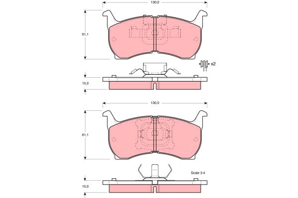 Set placute frana,frana disc GDB354 TRW