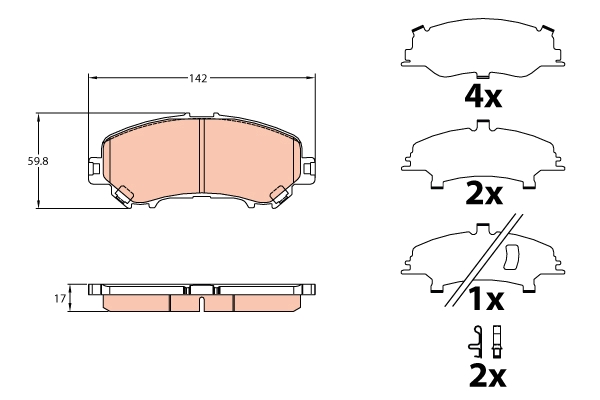 Set placute frana,frana disc GDB3648 TRW