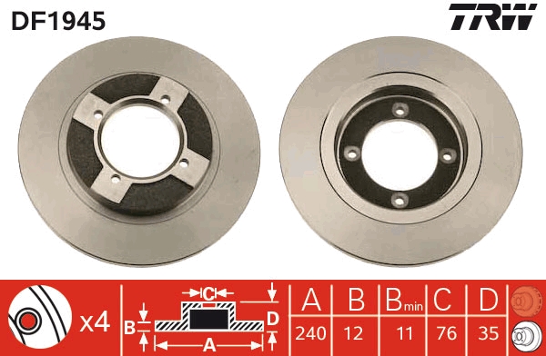Disc frana DF1945 TRW