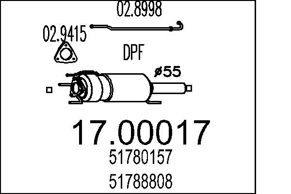 Filtru funingine/particule, sist.de esapament 17.00017 MTS