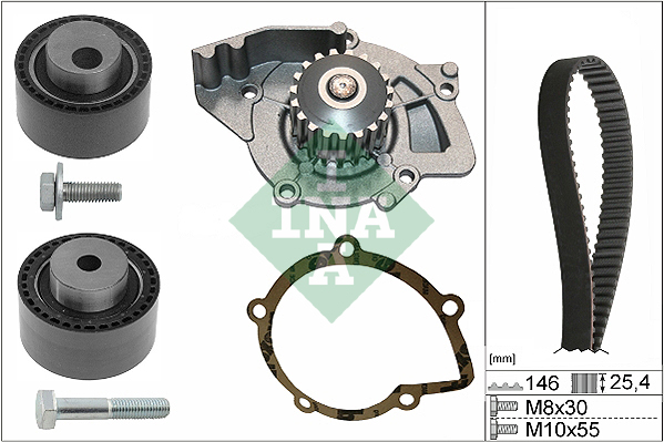 Set pompa apa + curea dintata 530 0446 31 INA