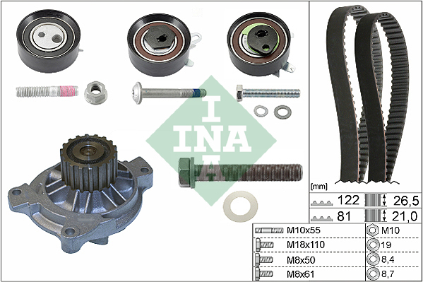 Set pompa apa + curea dintata 530 0484 31 INA