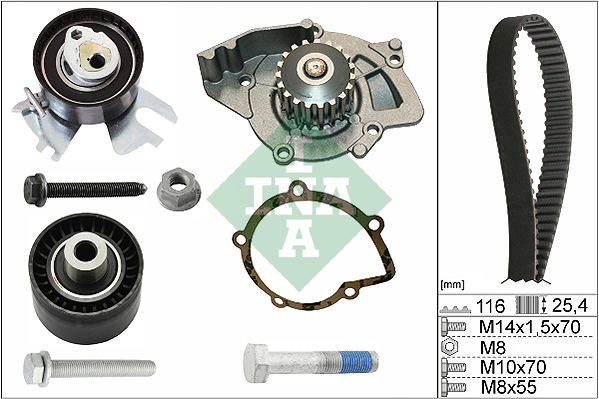 Set pompa apa + curea dintata 530 0558 31 INA