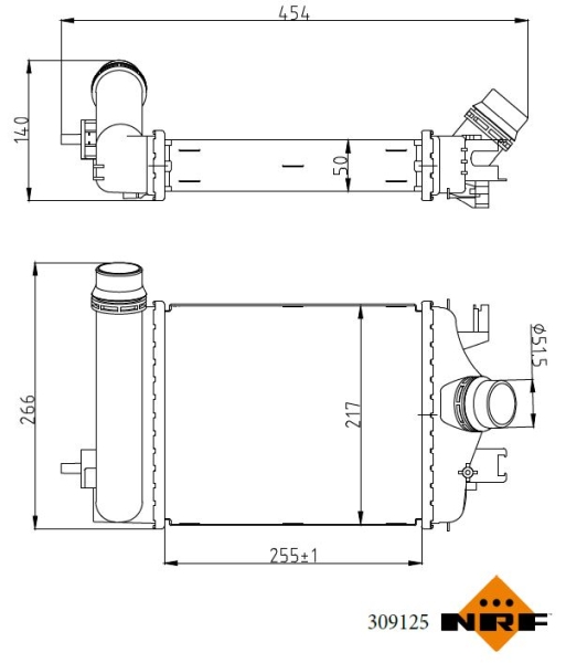 Intercooler, compresor 309125 NRF