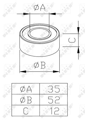 Rulment, arbore compresor 38462 NRF