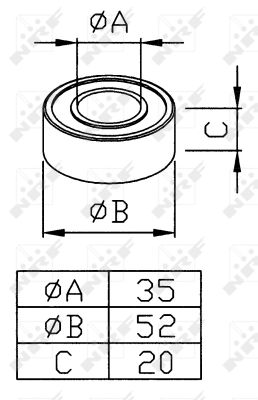 Rulment, arbore compresor 38468 NRF