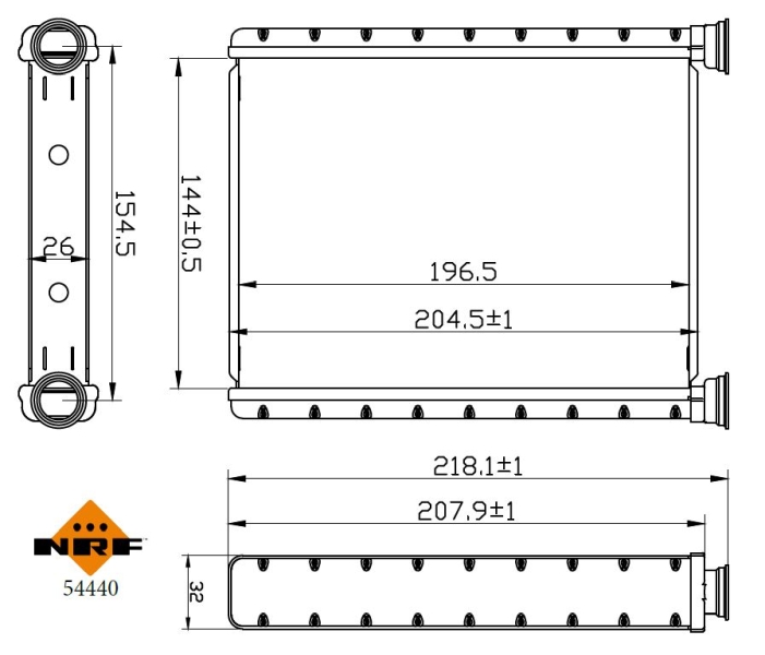 Schimbator caldura, incalzire habitaclu 54440 NRF