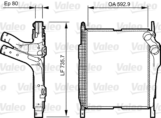 Intercooler, compresor 818230 VALEO