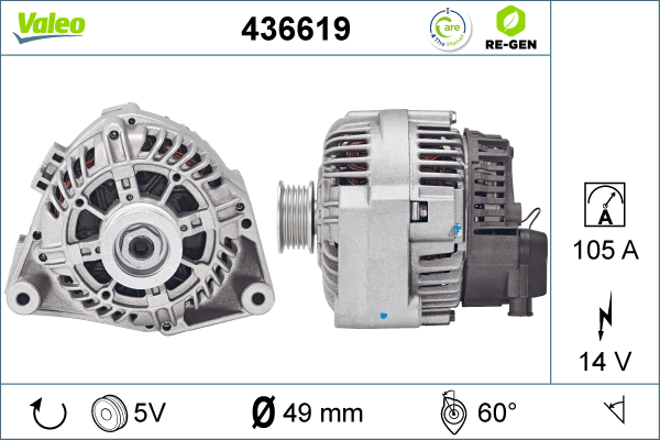 Generator / Alternator 436619 VALEO